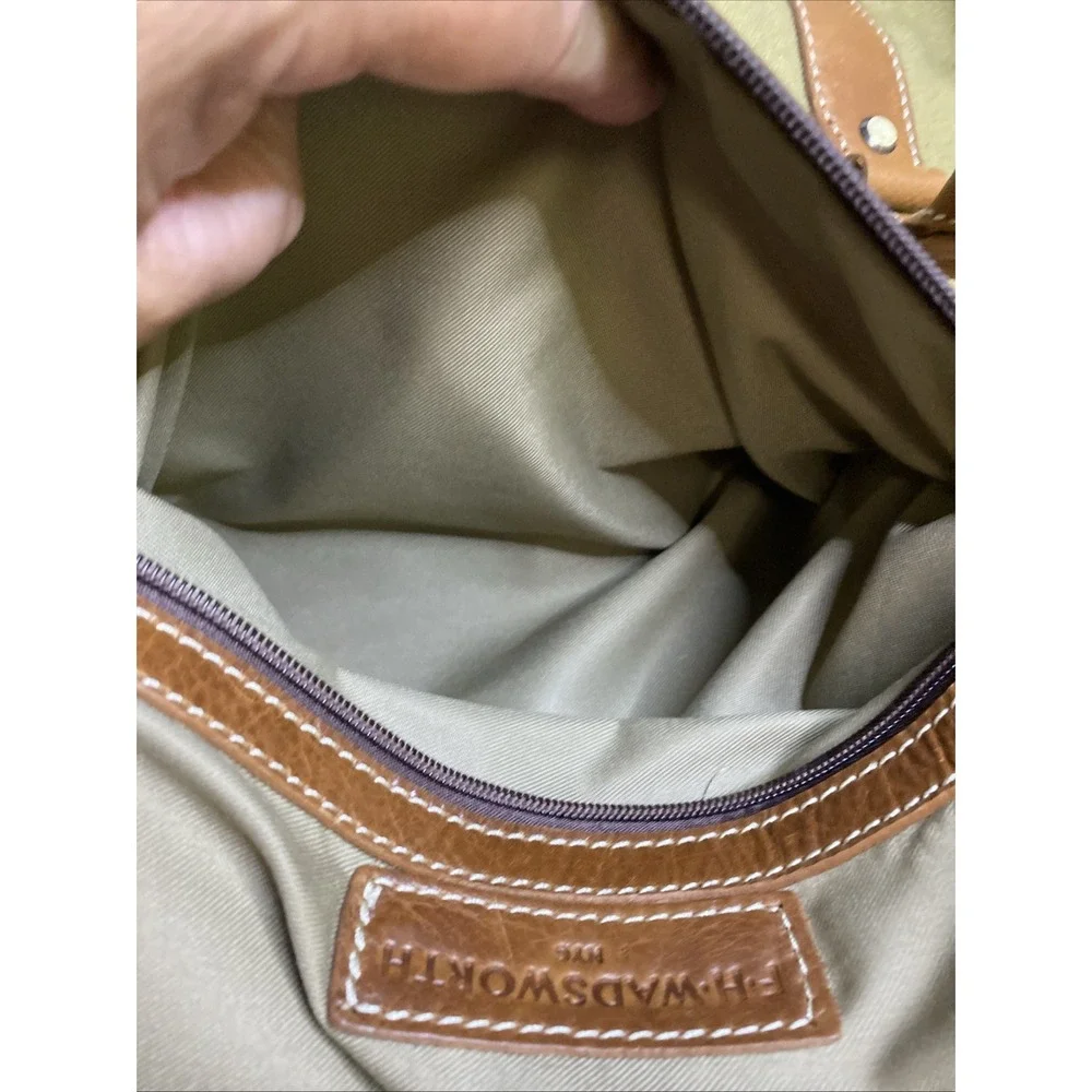 FH Wadsworth NYC Duffle Bag Canvas & Leather Adjustable Straps NWT Embroidered